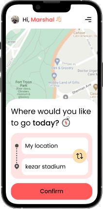 Setting a destination on the map in WalkingPal app